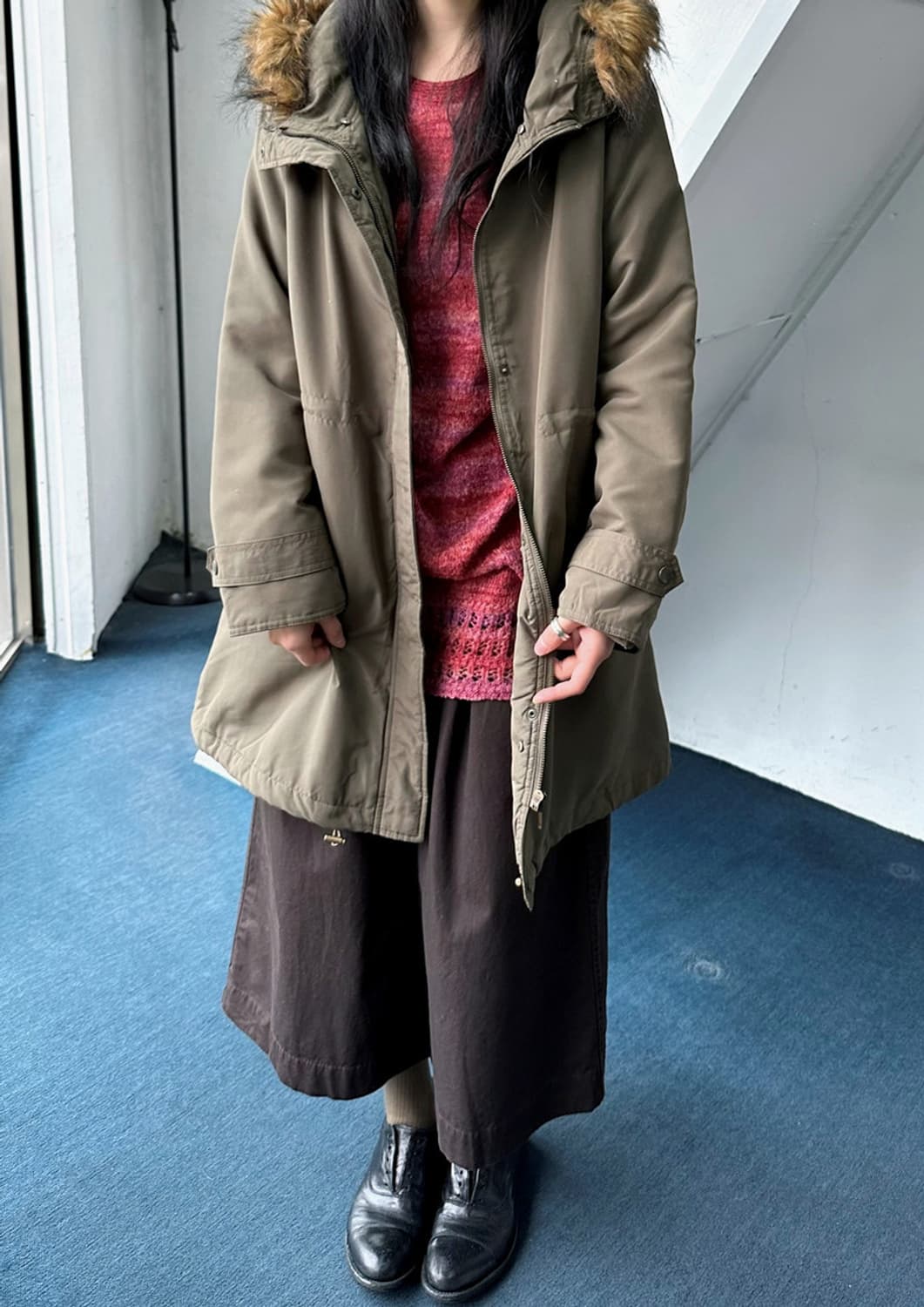 2way fur trimming mil design coat 상품이미지9