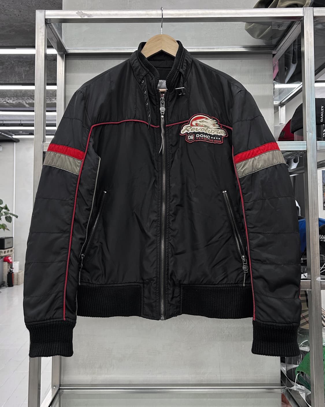 도크 DOHC 00s 나일론쉘 바이커 퀼티드 경량 패딩 자켓 블랙 상품이미지1