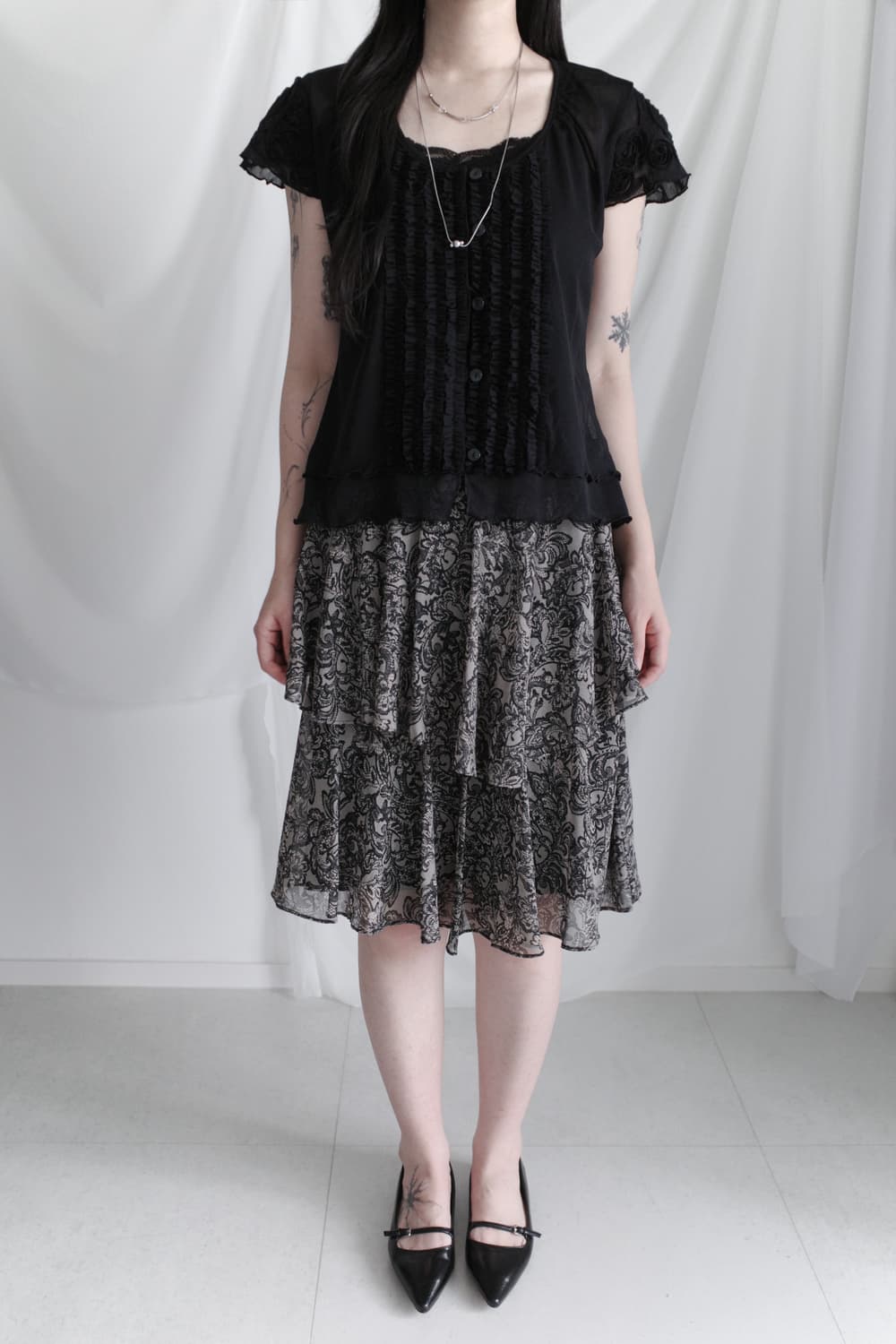 flower see-through half blouse 상품이미지5