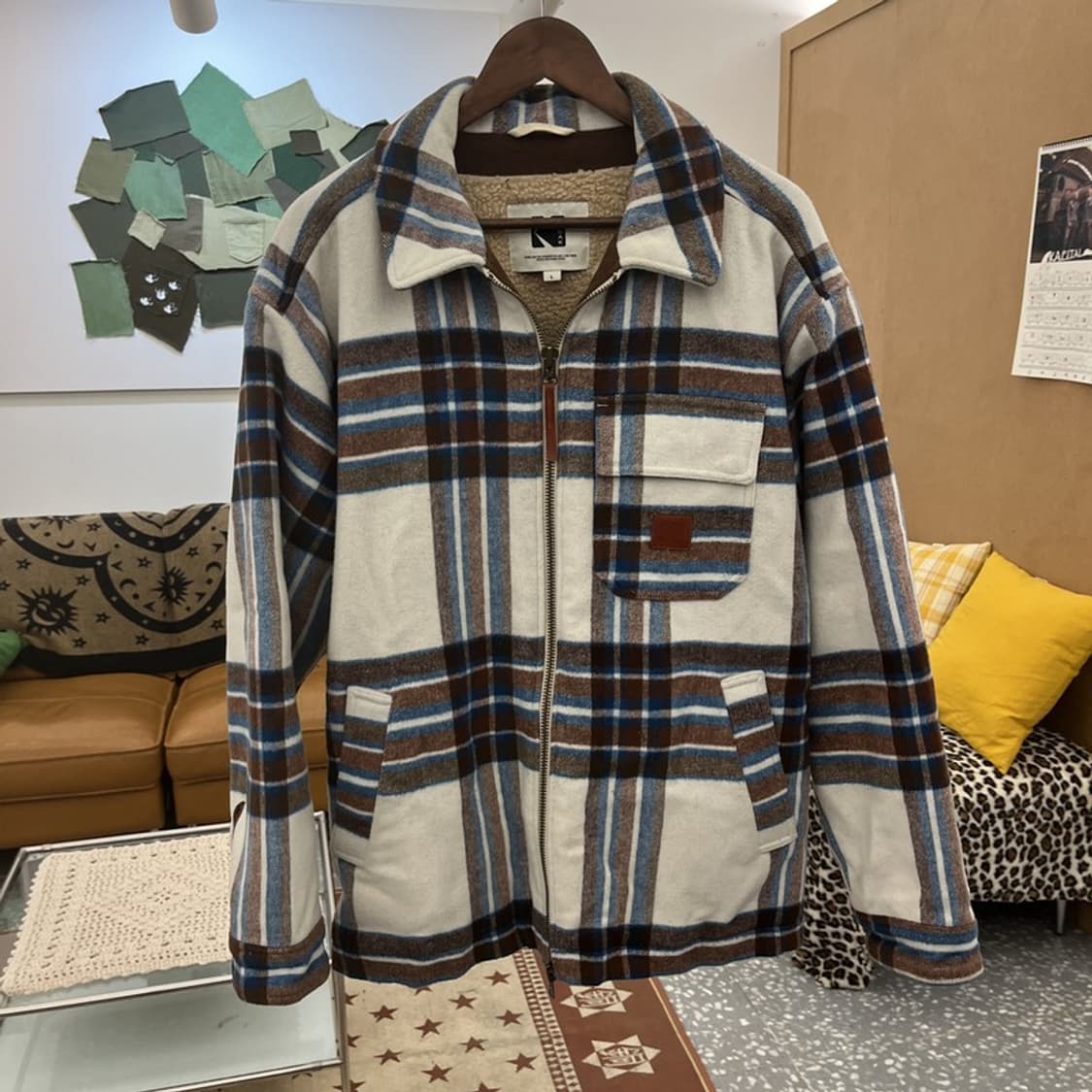 코닥 빈티지 캐주얼 컨트리 체크 울 모직 자켓 L C10147 상품이미지3