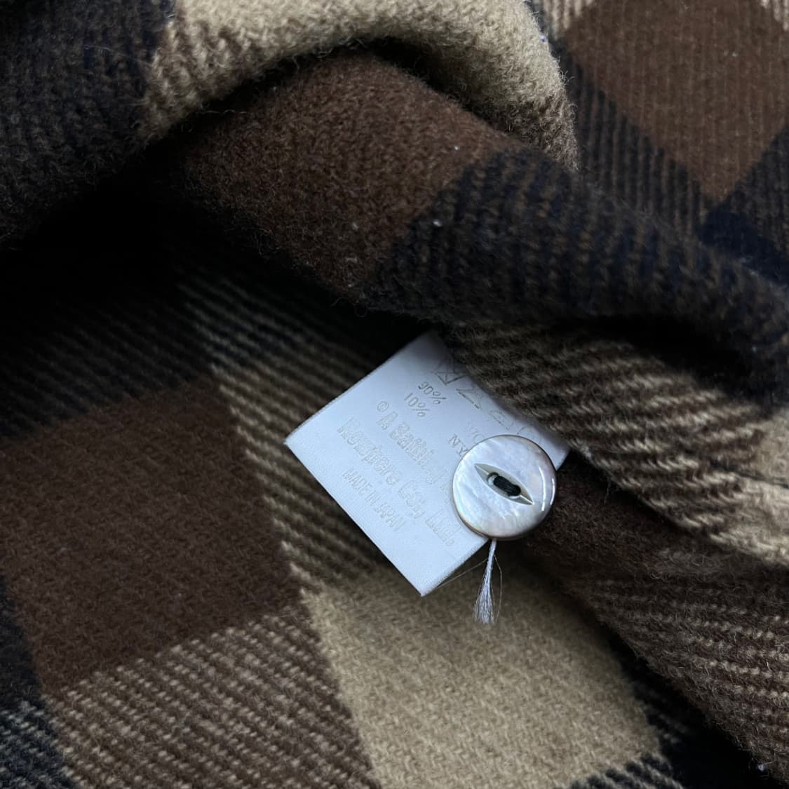 베이프 90s 빈티지 초콜렛 체크패턴 반집업 울셔츠 M 상품이미지7