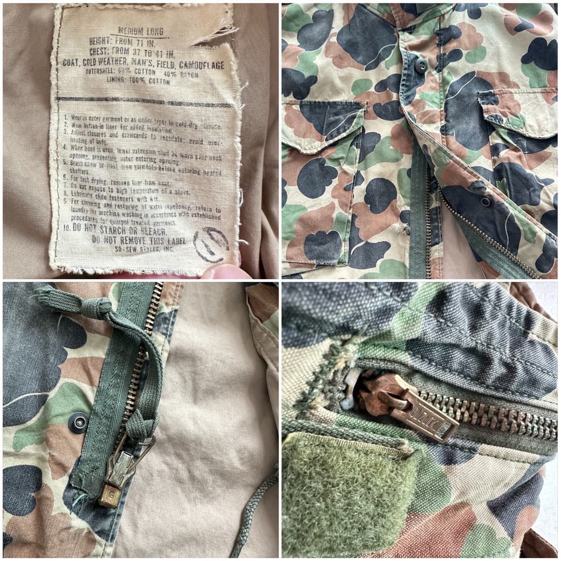 70s SO-SEW 제작 덕카모 프로그스킨 패턴 M65 필드자켓 상품이미지5