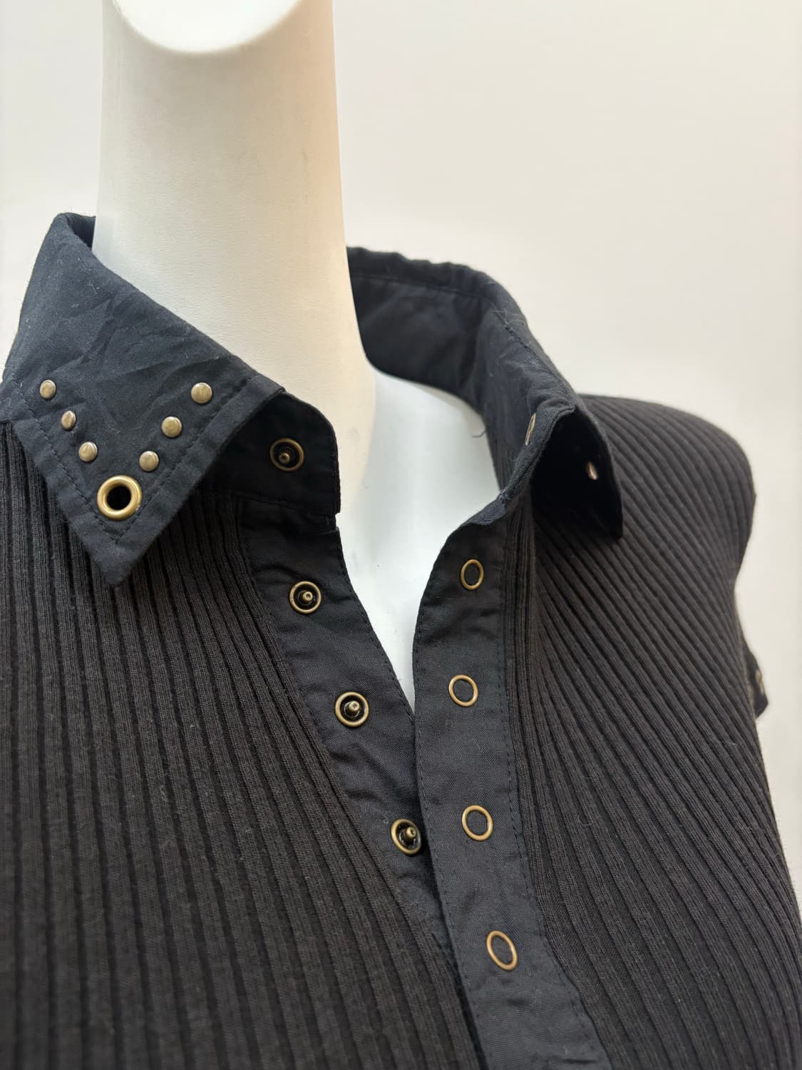 Y2K 블랙 골지 반팔 상품이미지3