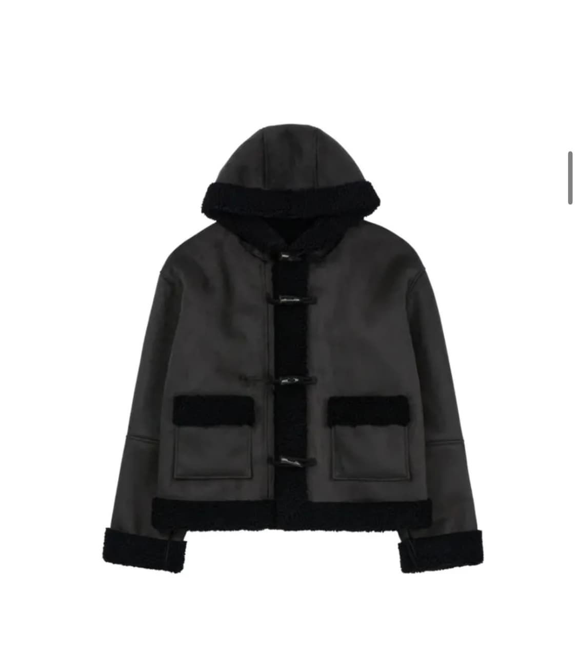 레더리 무스탕 후디 더플 자켓 [CHARCOAL] 판매 상품이미지8