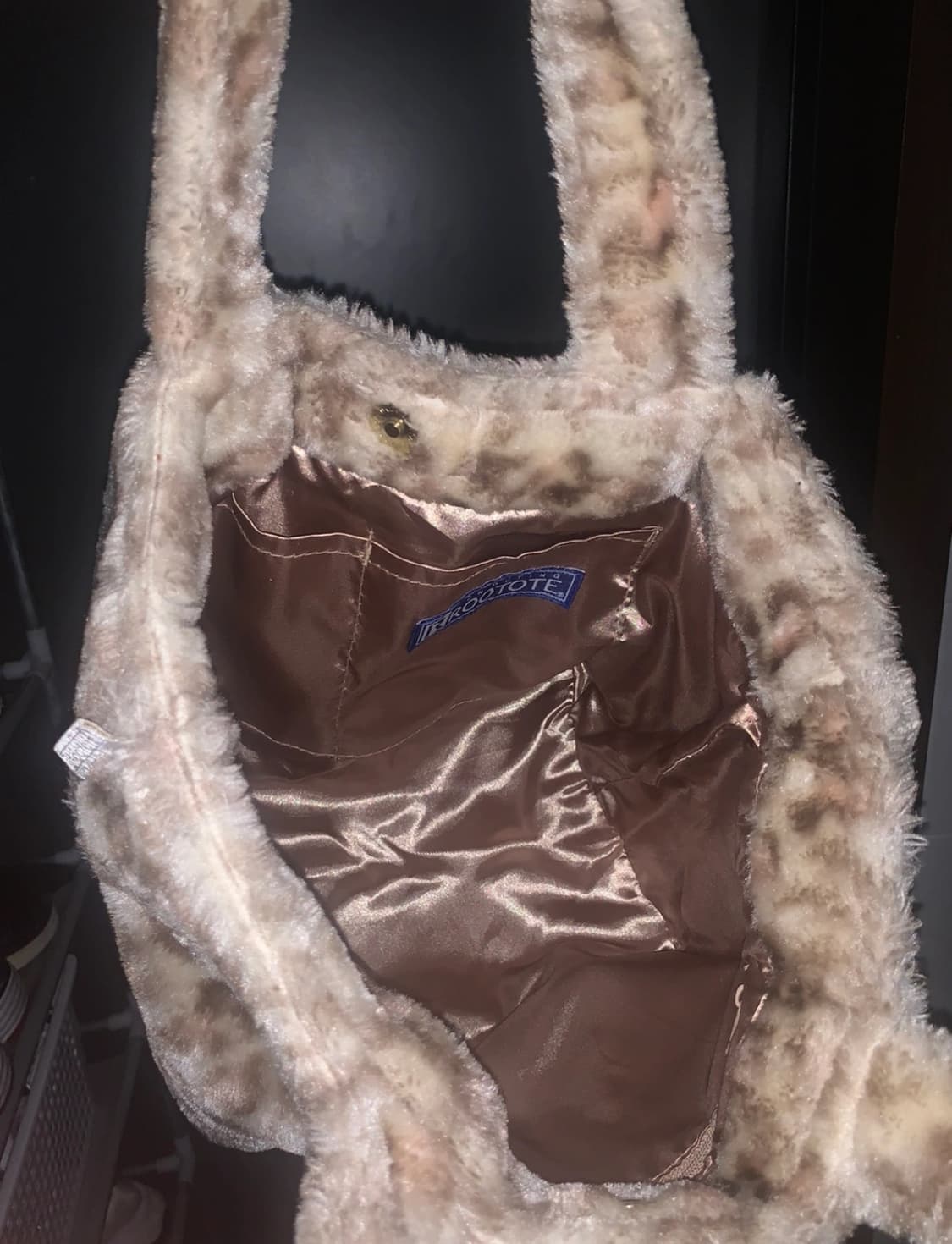 지젤깔 빈티지 호피 퍼가방 털가방 토트백 상품이미지3