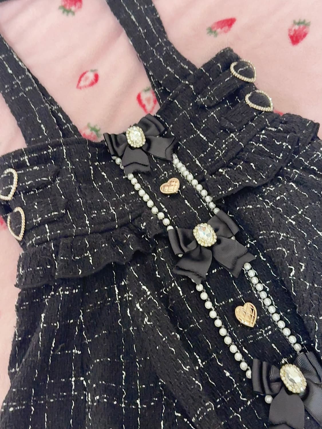 리즈리사 트위드 서스펜더 스카판 블랙 양산형 지뢰계 상품이미지5