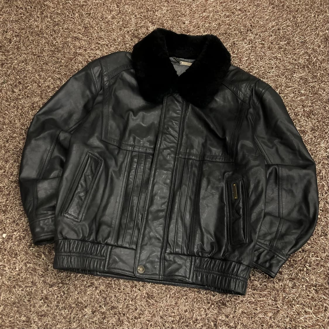 빈티지 양가죽 봄버 퍼 카라 레더 가죽 자켓  상품이미지3