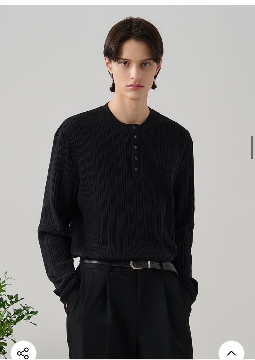 (XL) 드로우핏 리브드 헨리넥 티셔츠 [BLACK] 판매 상품이미지6