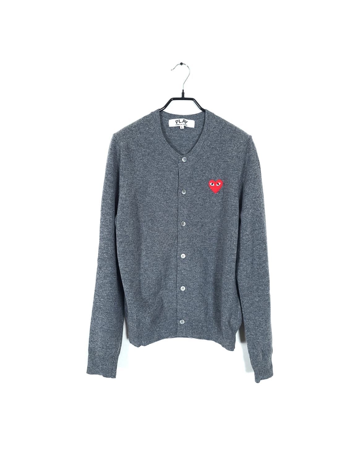 꼼데가르송 여성 라운드넥 플레이 가디건 차콜그레이 상품이미지1