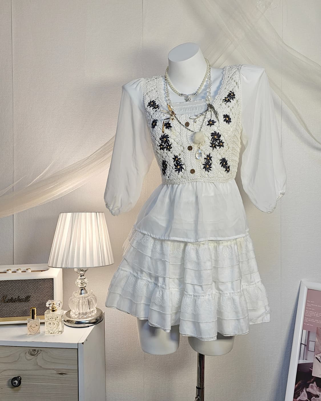 White mori look style set 상품이미지3