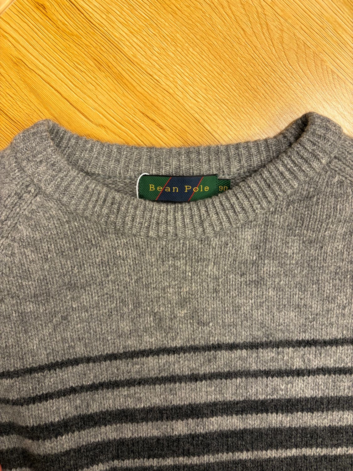 [90]빈폴 여성 회색 스트라이프 니트 모 100 상품이미지2