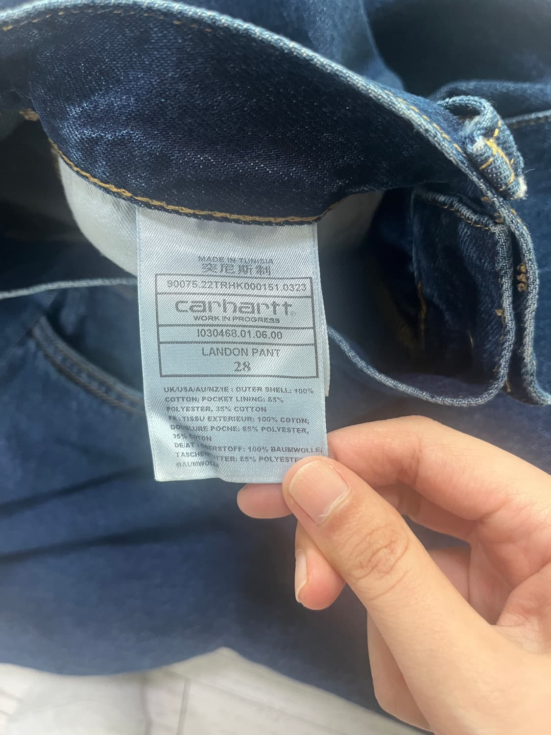 칼하트 WIP 랜든 팬츠 블루 스톤 워시드 상품이미지4