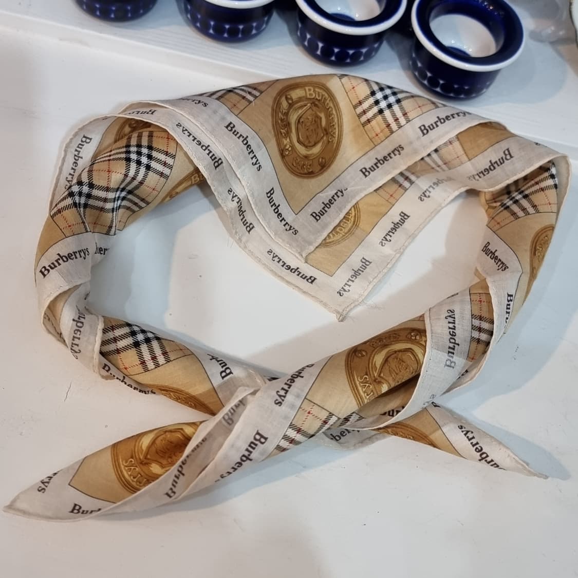 버버리(Burberrys) 빈티지 체크 면 손수건/쁘띠 스카프 상품이미지6