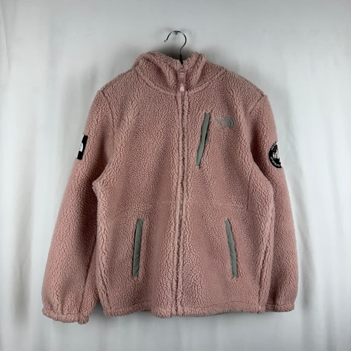 (160) 노스페이스 키즈/우먼스 양털 플리스 셰르파 후드집업 베이비핑크 상품이미지2