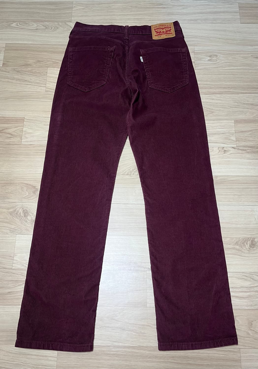 리바이스 514 코듀로이 팬츠 버건디 33x32(허리 41cm) 상품이미지6