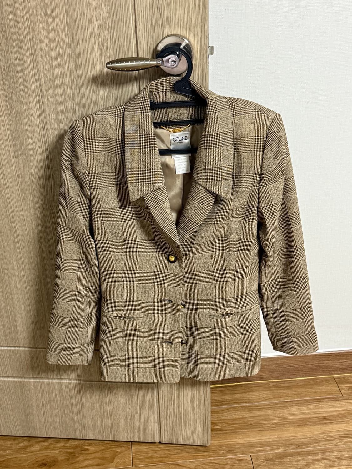 셀린느 빈티지 체크 자켓 브라운 40 상품이미지1
