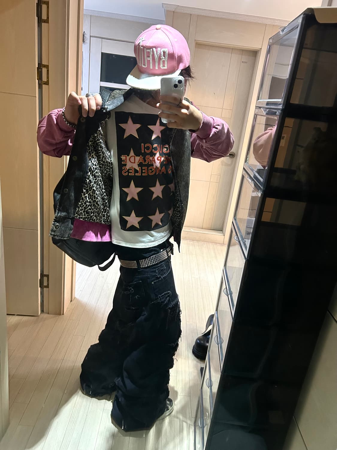 Pink Cotton Printing Varsity Jacket 상품이미지4