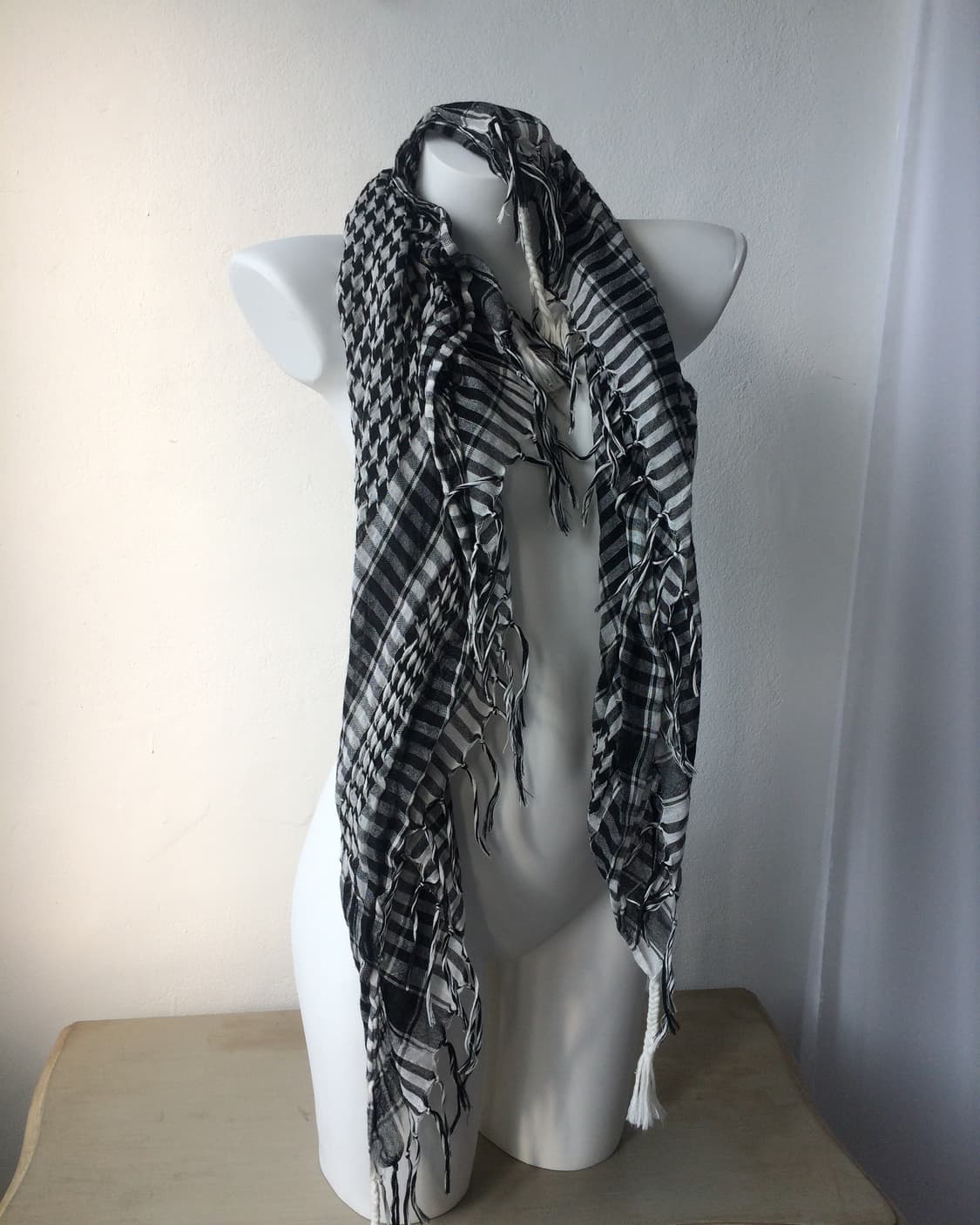 pattern fringe scarf 상품이미지1