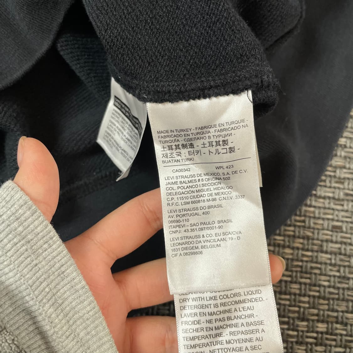 리바이스 블랙 블루 레드 멀티배색 후드집업 M 상품이미지6