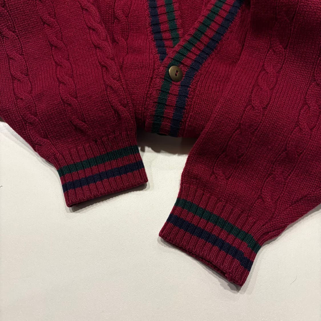 [L] 라일앤스코트 꽈배기 램스울 니트 가디건 레드 C597 상품이미지7