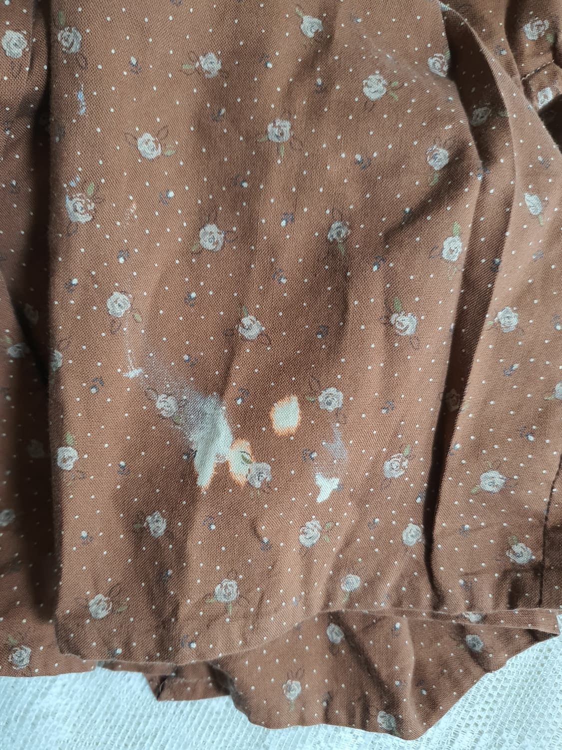 [빈티지] 브라운 잔꽃무늬 레이스 롱 원피스 앞치마 상품이미지7