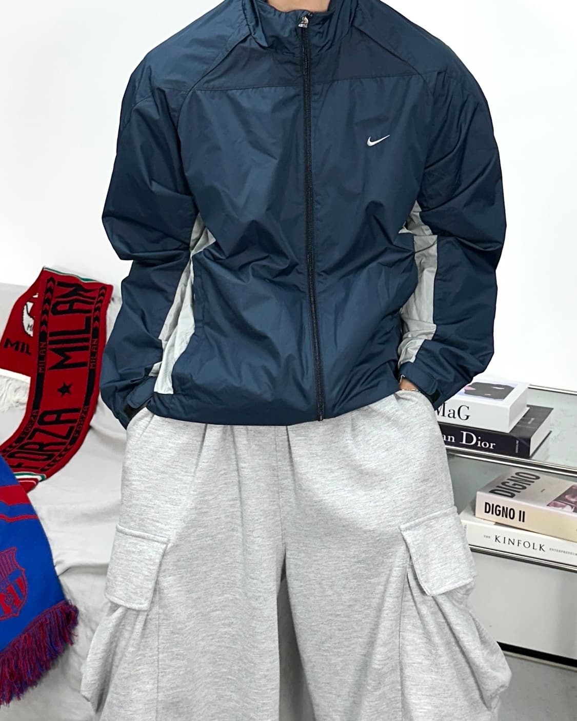 나이키 00s 네이비 그레이 바람막이 L 상품이미지1