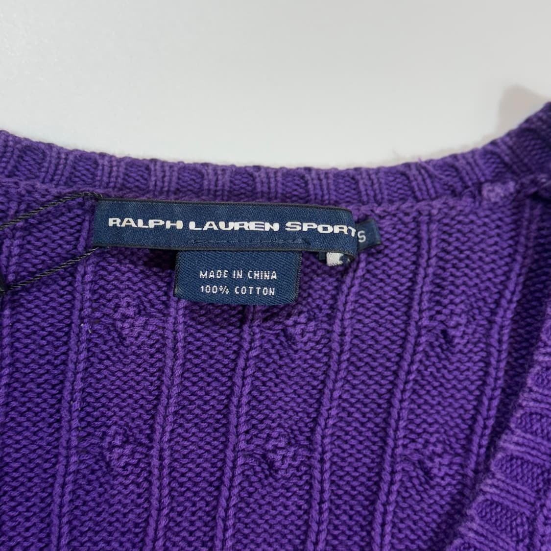 폴로 랄프로렌 스포츠 퍼플 브이넥 케이블 니트 상품이미지3