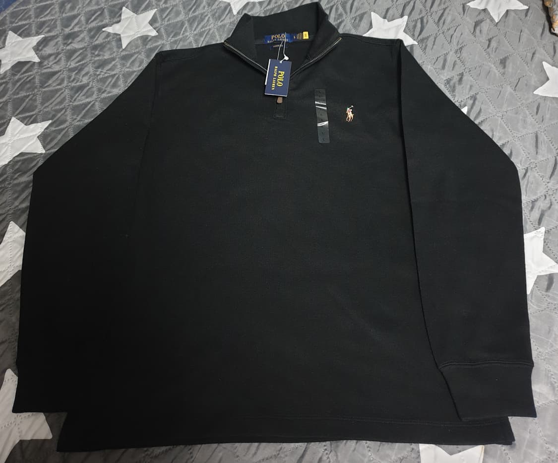 (새상품)폴로랄프로렌 에스테이트 립 풀오버 하프집업 스웨터 블랙 (L) 상품이미지1
