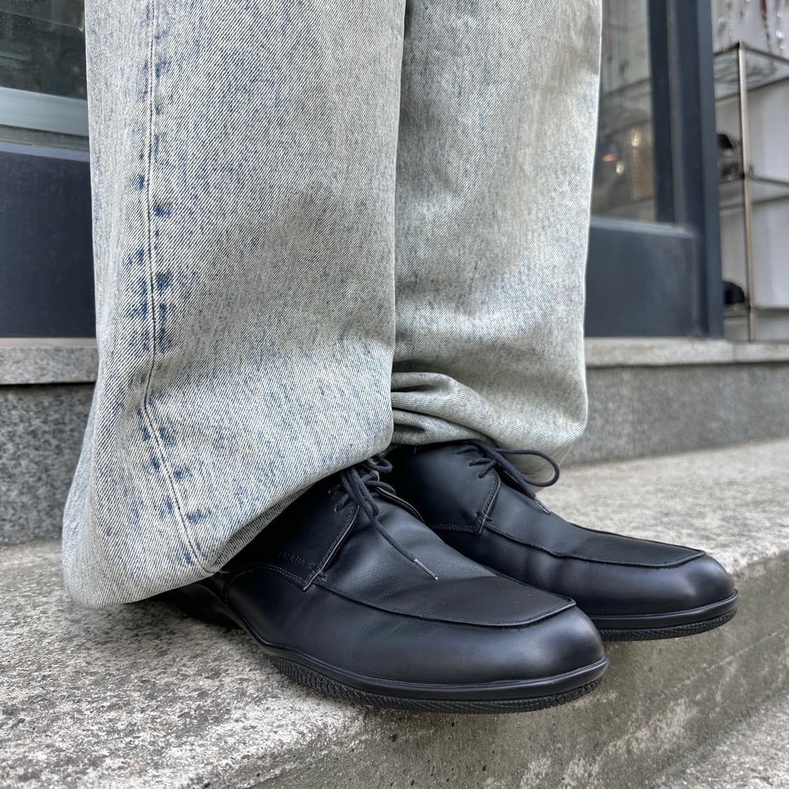 00s 빈티지 프라다 스포츠 가죽 레이스업 로퍼 상품이미지7