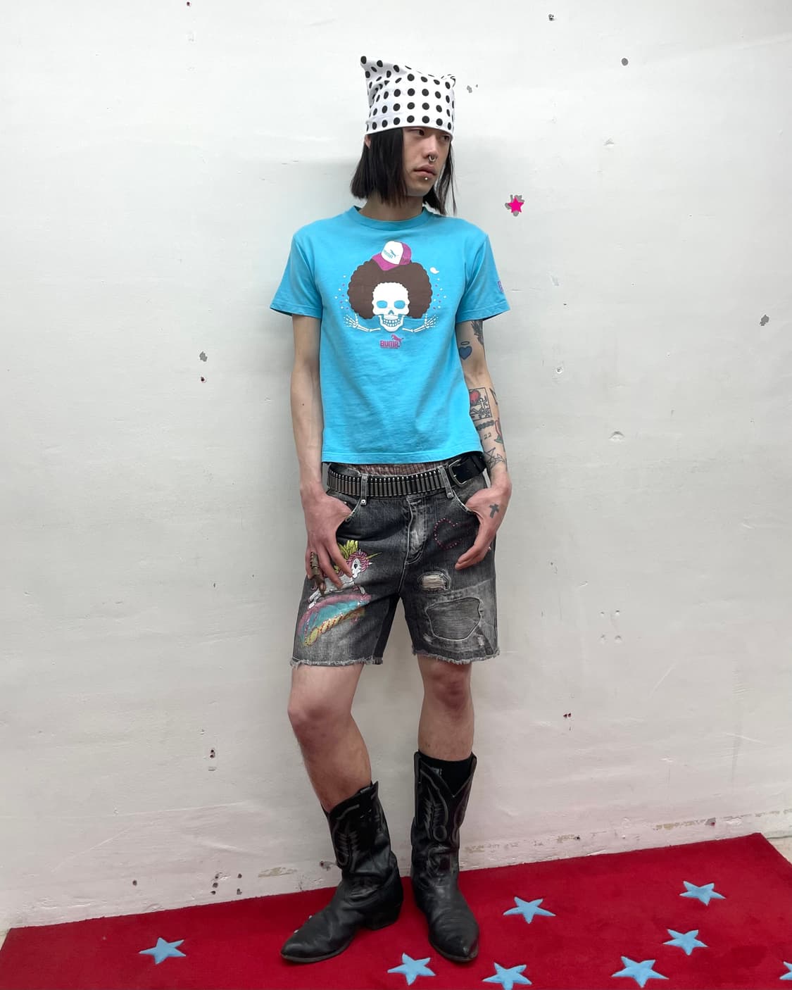 Buma Skeleton Afro Blue T-shirt 상품이미지4