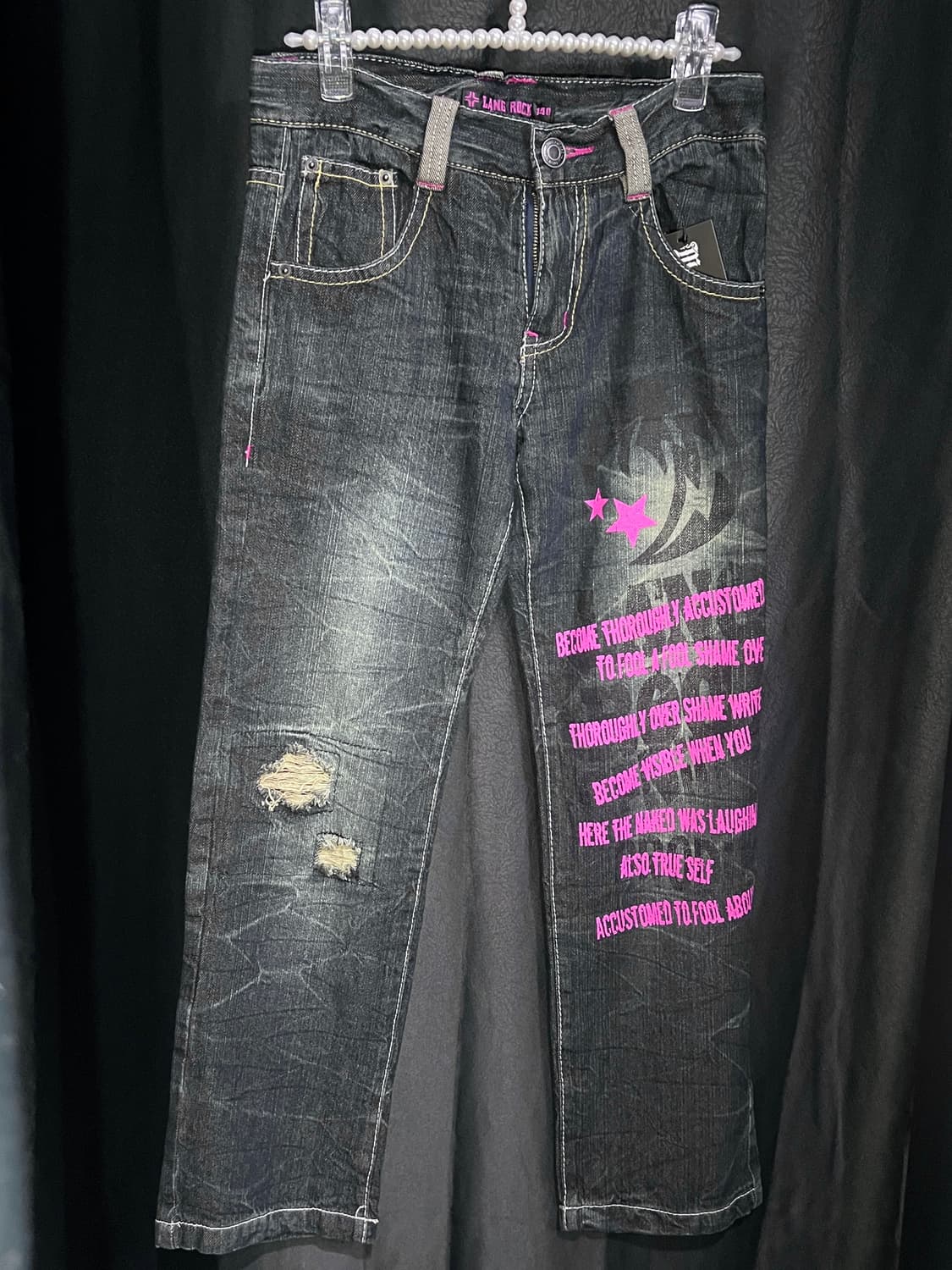 펑크 프린팅 호피퍼 데님팬츠 상품이미지4