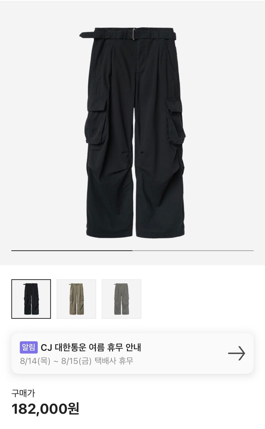 [3] 폴리테루 벨티드 카고 팬츠 1.2v 블랙 상품이미지1