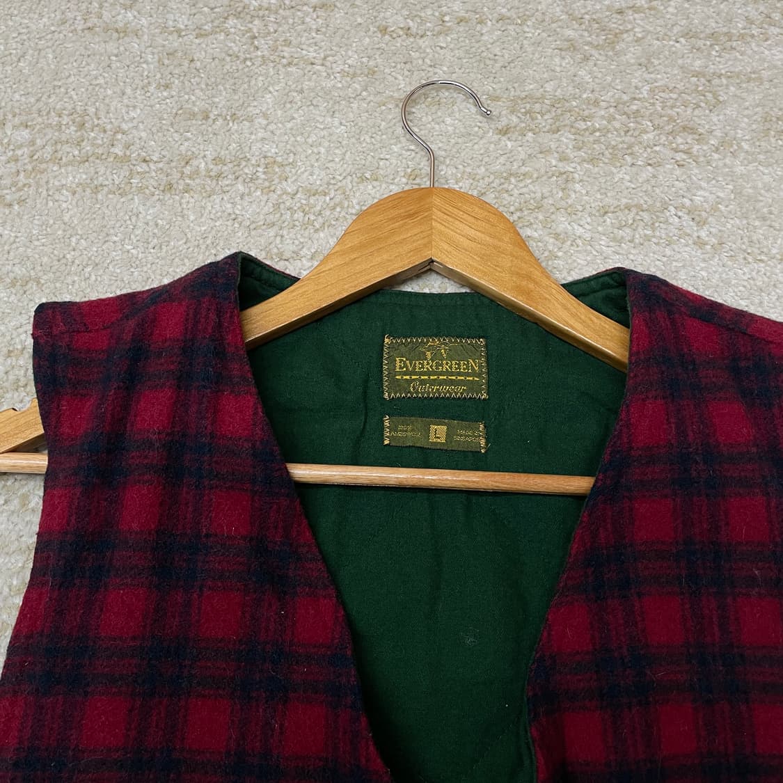 [L] 80s 에버그린 아우터웨어 00% 램스울 버팔로 체크 베스트  상품이미지2
