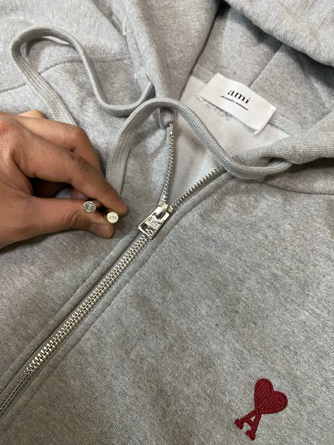 아미 스몰 하트 로고 그레이 후드집업 상품이미지2