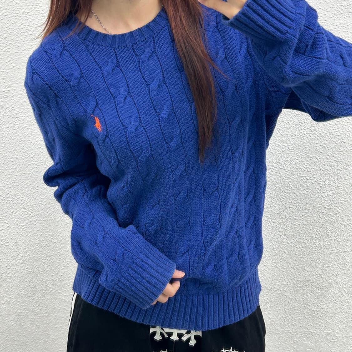 폴로 랄프로렌 오렌지포니 블루 꽈배기 니트 S 상품이미지2