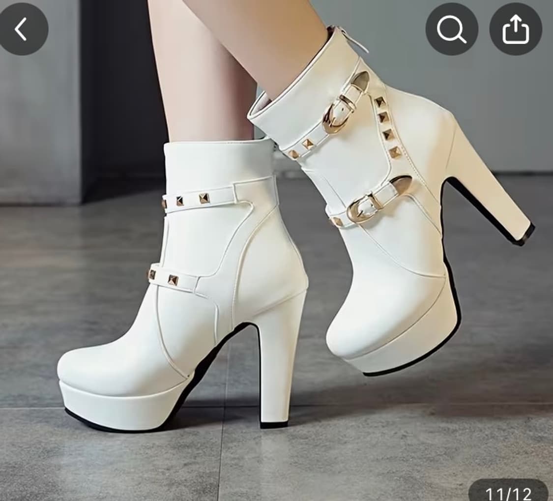 갸루 앵클 부츠 화이트 빈티지 일본 신발 235 상품이미지1