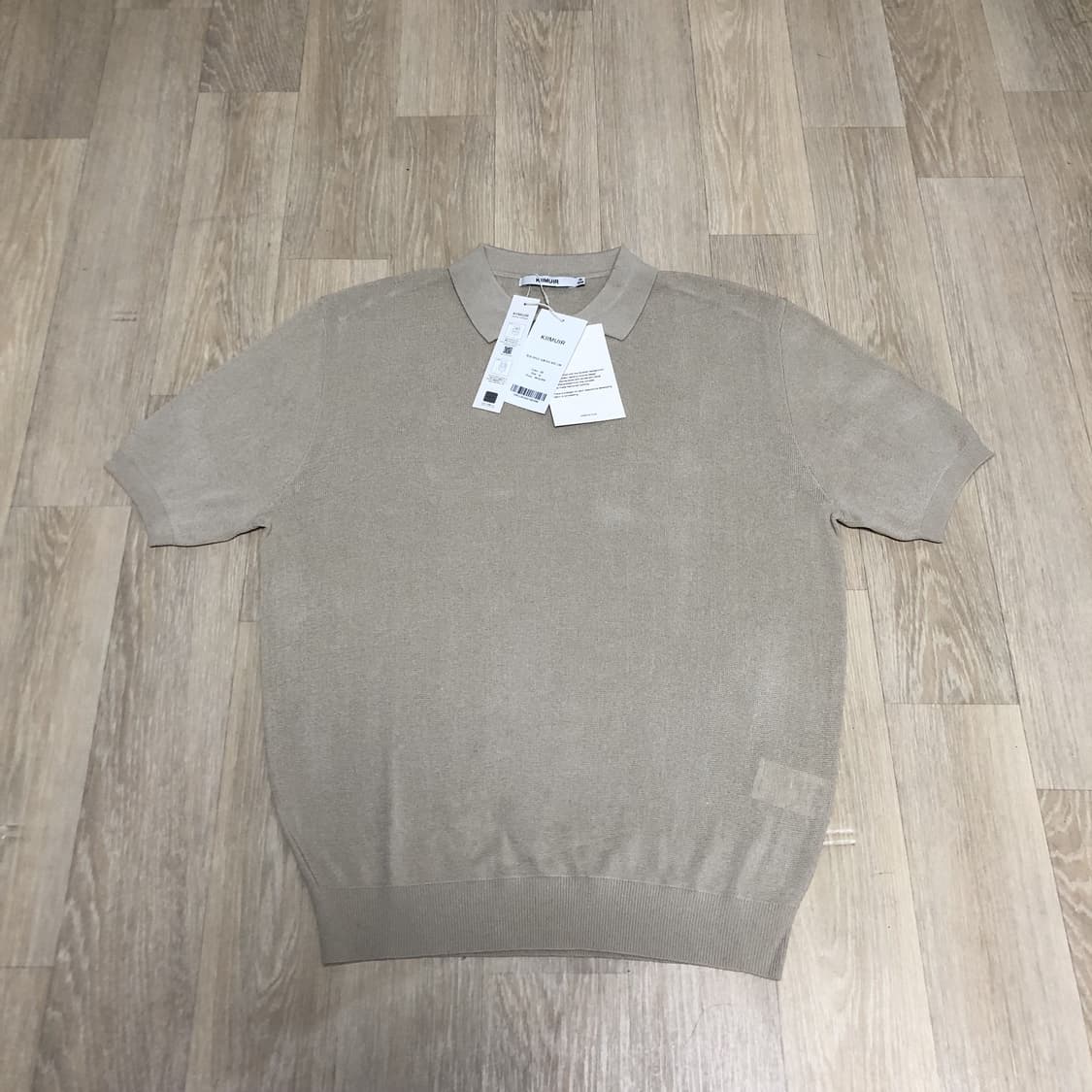 (M) 새상품 키뮤어 KIIMUIR 린넨 라이크 오픈 카라 하프 니트 상품이미지1