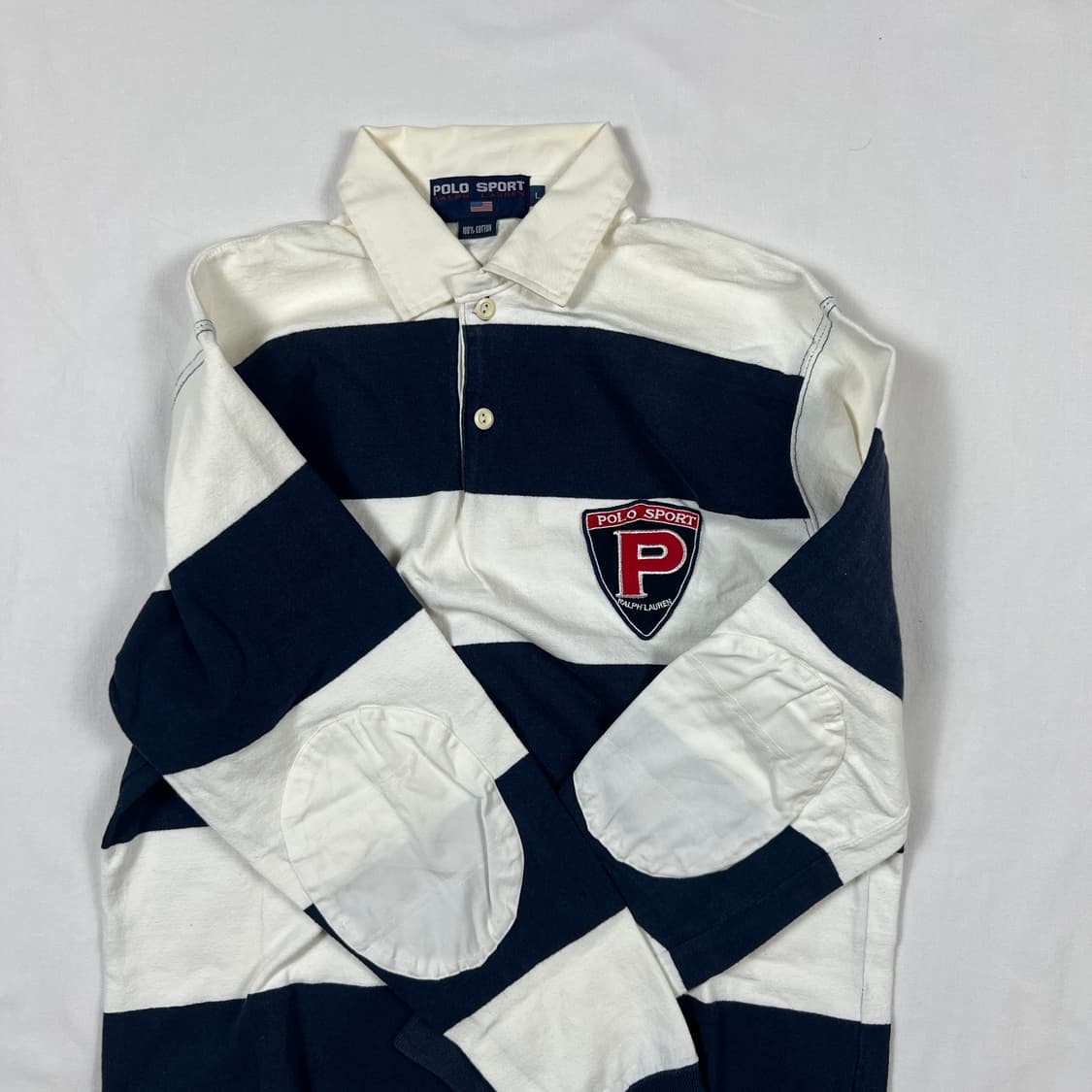 90’s 폴로스포츠 polo sport p 패치 로고 피케 럭비티 상품이미지3