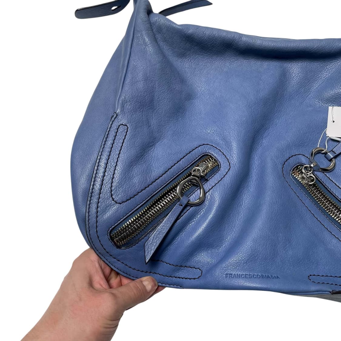 Francescobiasia 화살 스티치 블루레더백 상품이미지3