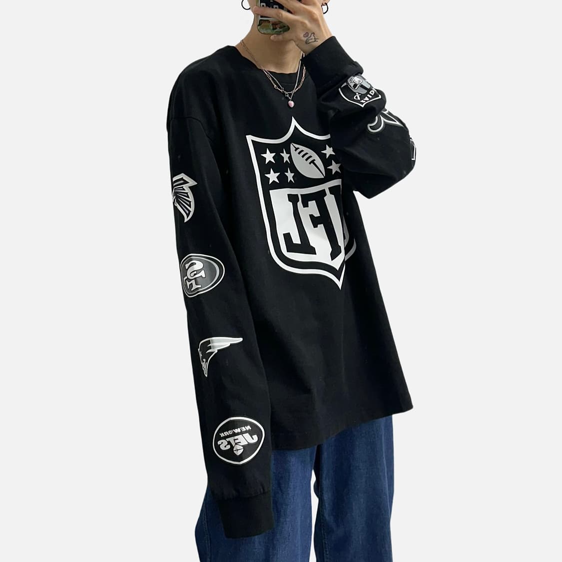 NFL 팀 로고 롱슬리브 긴팔티셔츠 블랙 상품이미지2