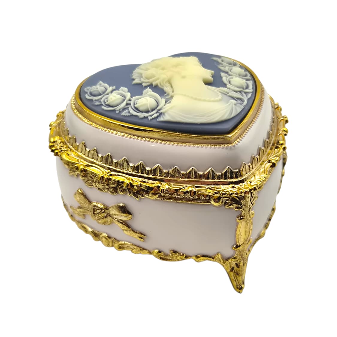 80s 산쿄 엔틱 여인 카메오 하트 오르골 보석함 상품이미지3