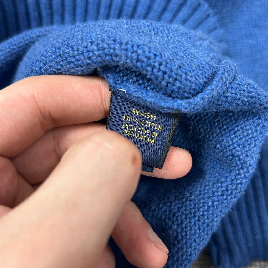 폴로 코튼 블루 니트(L) 상품이미지3