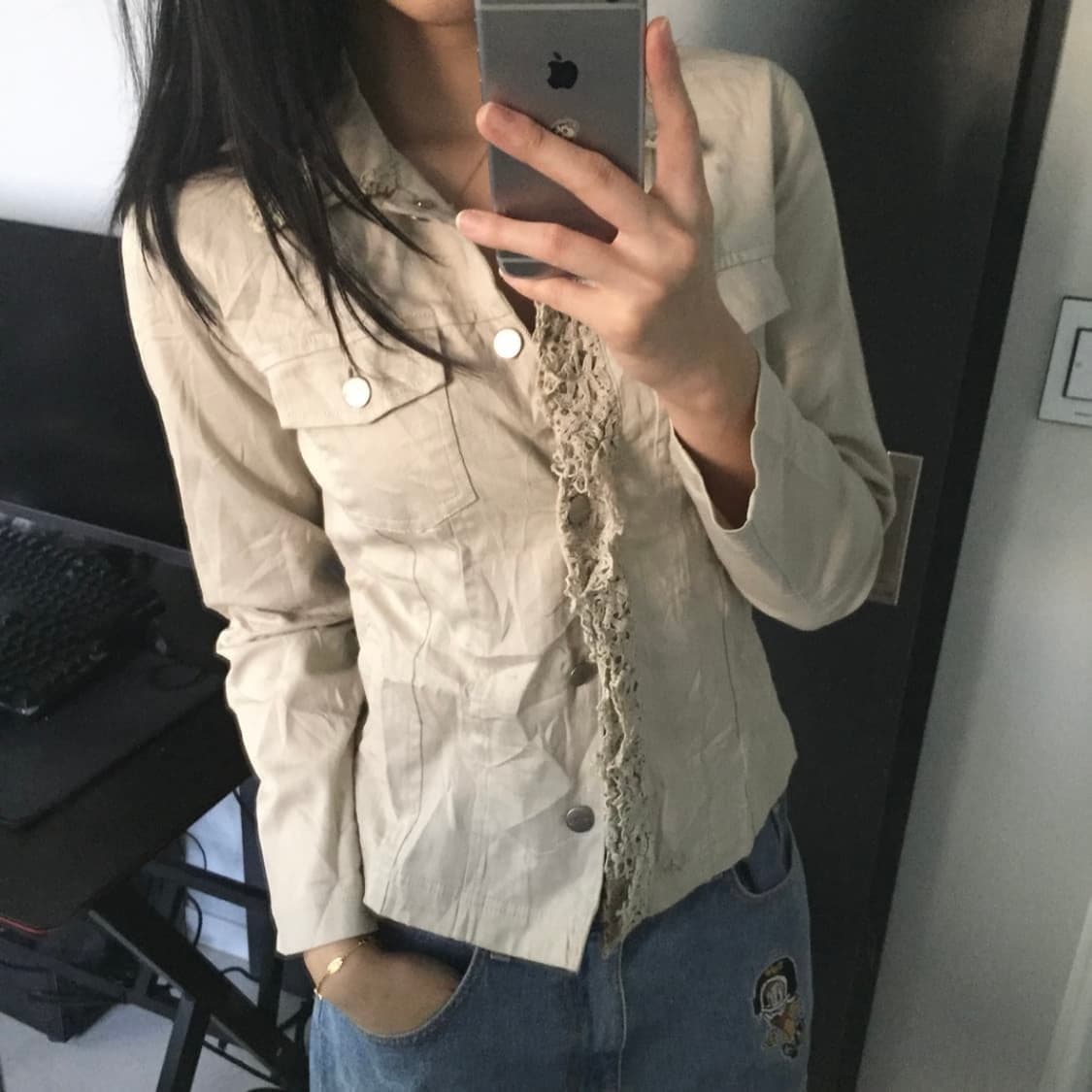 Lest rose 레스트로즈 갸루 웨스턴 레이스 셔츠 상품이미지1