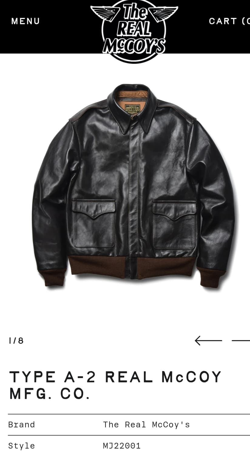 The Real McCoy's A-2 가죽자켓 40 새제품 상품이미지1