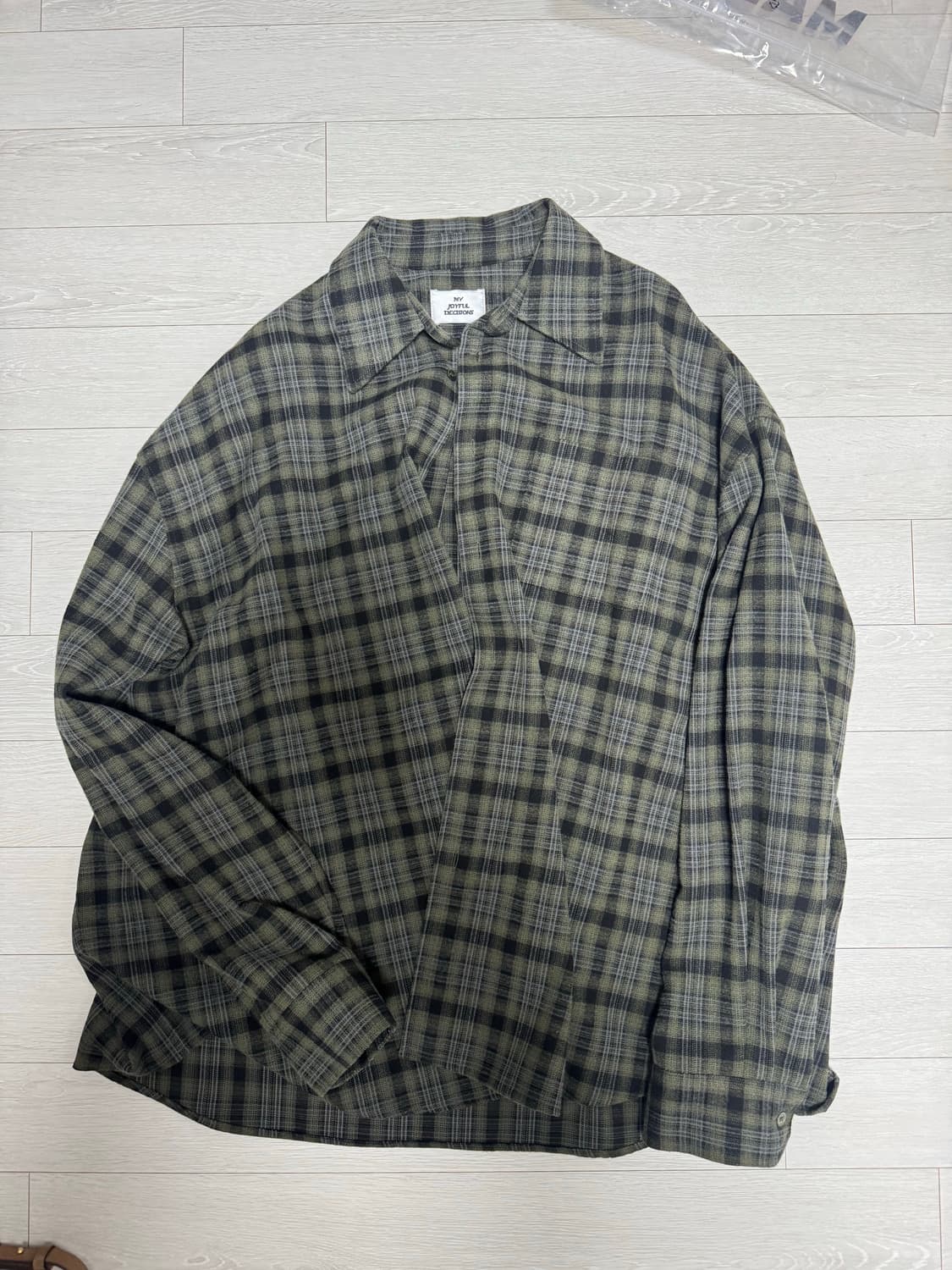 [L] Mjd오버사이즈 체크셔츠 카키 상품이미지4