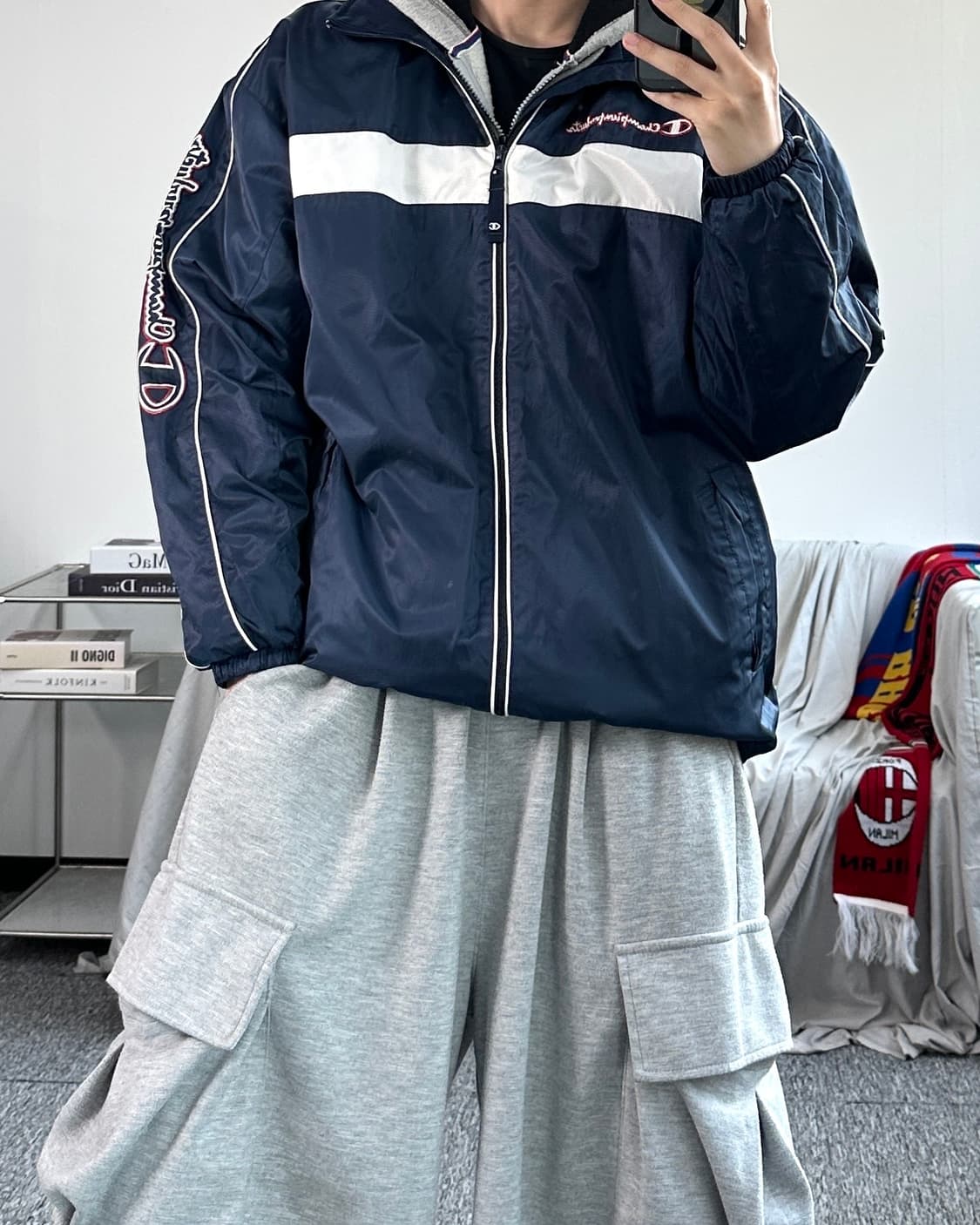 챔피온 네이비 올드스쿨 바람막이 M 상품이미지3