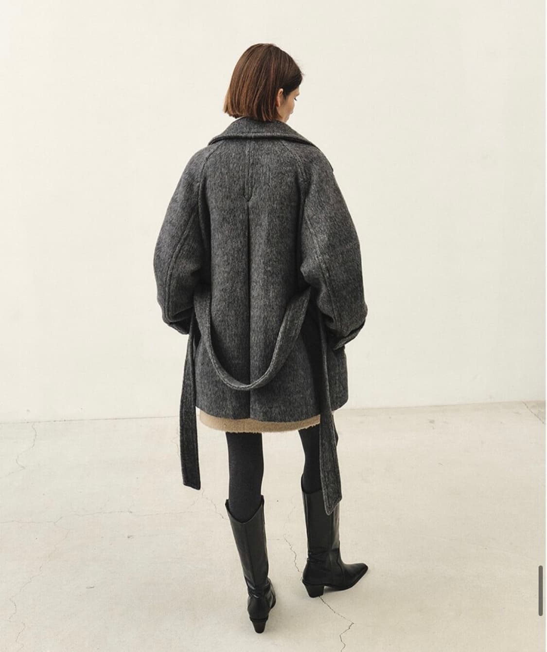 모한 카멜 하프코트 차콜 XS 상품이미지3