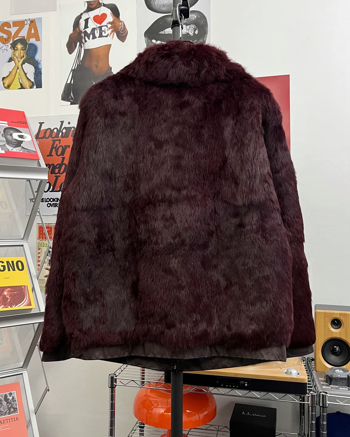 올드 빈티지 버건디 리얼 래빗 퍼 레더 자켓 상품이미지7