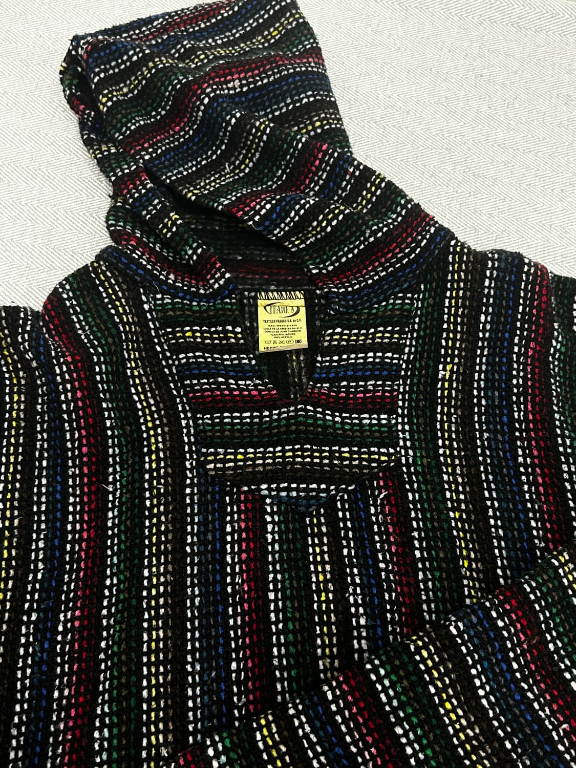 Franks Textiles 멕시코 빈티지 바하 니트 후드티 XXL 판쵸 상품이미지10