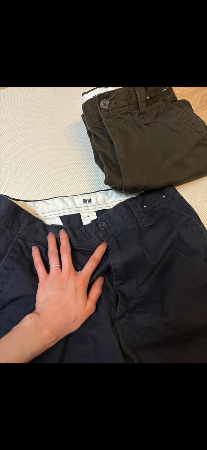 새상품/ 유니클로 와이드핏치노팬츠 네이비 상품이미지2